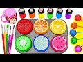 Satisfying Video l How to make Rainbow Lollipop Candy and 6 Slime Fruits into Playdoh Cutting ASMR