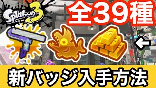 【スプラトゥーン3】全39種の新バッジの入手方法を一気に紹介!!!ビッグランの金バッジや入手困難の金バッジも続々！