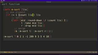 Recursive Merge Sort in Clojure