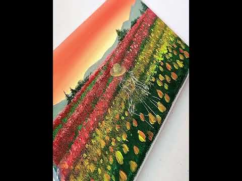 Acrylic painting "Garden at sunset" | Step-by-step instructions