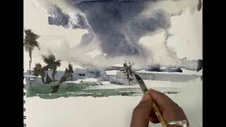 How to make beautiful cloudy day in watercolour ||জলরং এ মেঘলা দিন