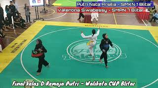 tanding kelas D remaja putri. final Pencaksilat Walikota CUP Blitar. Putri Nat Vs Valentina Siw