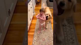 Cute baby enjoys playing with dog 🤭🥰🤭 #shorts #shortsfeed #cute #baby #cutebaby #trending