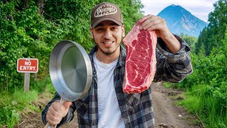 Cooking steak in the Forest