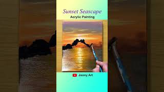 Sunset Seascape Acrylic Painting #shorts