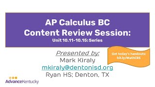 AP Calculus BC Content Review Session #5