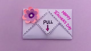 Diy ,Pull Tab Origami Envelope Card For Teachers Day | Surprise Message Card For Teachers Day
