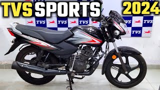 2024 New Model Tvs Sport 110cc Full Black All Detailed Review In Hindi || Tvs sport new model 2024