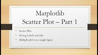 Scatter Plot using matplotlib in Python - Part 1