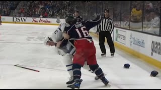 Max Domi fights Justin Holl and starts punching straight away