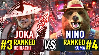 T8 🔥 JOKA (#3 Ranked Heihachi) vs NINO (#4 Ranked Kuma) 🔥 Tekken 8 High Level Gameplay