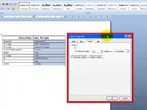 Changing Column Width And Row Height Microsoft Word 2007 Changing Column Width And Row Height Microsoft Word 2007