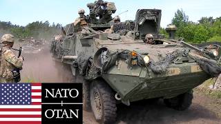 US Army, NATO. Stryker armored vehicles during joint military training in Poland.