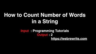 Program to Count Number of Words in a String | Java Code | Programming Tutorials