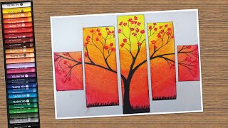 easy oil pastel scenery drawing #funcrafts  #shorts