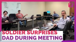 Soldier Surprises Dad In Business Meeting On Return From Deployment