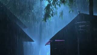 Sleep Instantly in Farm Tent with Heavy Rain & Fierce Thunder on a Tin Roof in Rainforest at Night