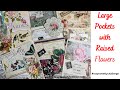 #roxysweeklychallenge 2023 | TUTORIAL LARGE POCKETS, 1 BOOK PAGE, Raised Flowers, Scrapbusters