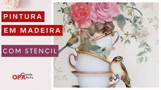 Live (20/06/20) | Pintura com Stencil | Xícaras e Passarinhos | Mayumi Takushi | OPA CRIANDO ARTE