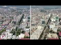 Drone shows destruction in Turkish city before and after quake