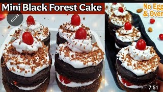 Mini Black Forest Cake Recipe | Eggless Black Forest cake in oven | Katori Cake | Christmas Special