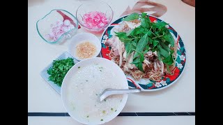 Cook Chicken Salad Porridge with banana cabbage dipping super delicious sweet and sour fish sauce