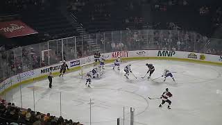 Belleville Senators' Kevin Mandolese stops Laval Rocket's Brandon Gignac on a breakaway 10/26/22