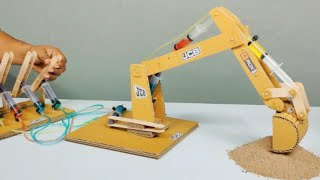 How To Make Hydraulic Crane | Jcb | Excavator | With  Cardboard Step By Step