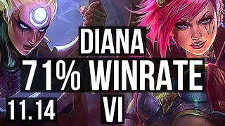 DIANA vs VI (JUNGLE) | 13/1/6, 71% winrate, Godlike | KR Diamond | v11.14