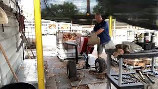 super split electric kinetic energy log splitter / time lapse video splitting Ibc tote of firewood