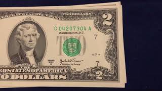 Series 2003 2 Dollar Bill Misaligned Error