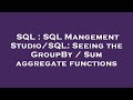 SQL : SQL Mangement Studio/SQL: Seeing the GroupBy / Sum aggregate functions