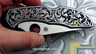 Spyderco Delica Knife - Hand Engraved by Joanne Ryall