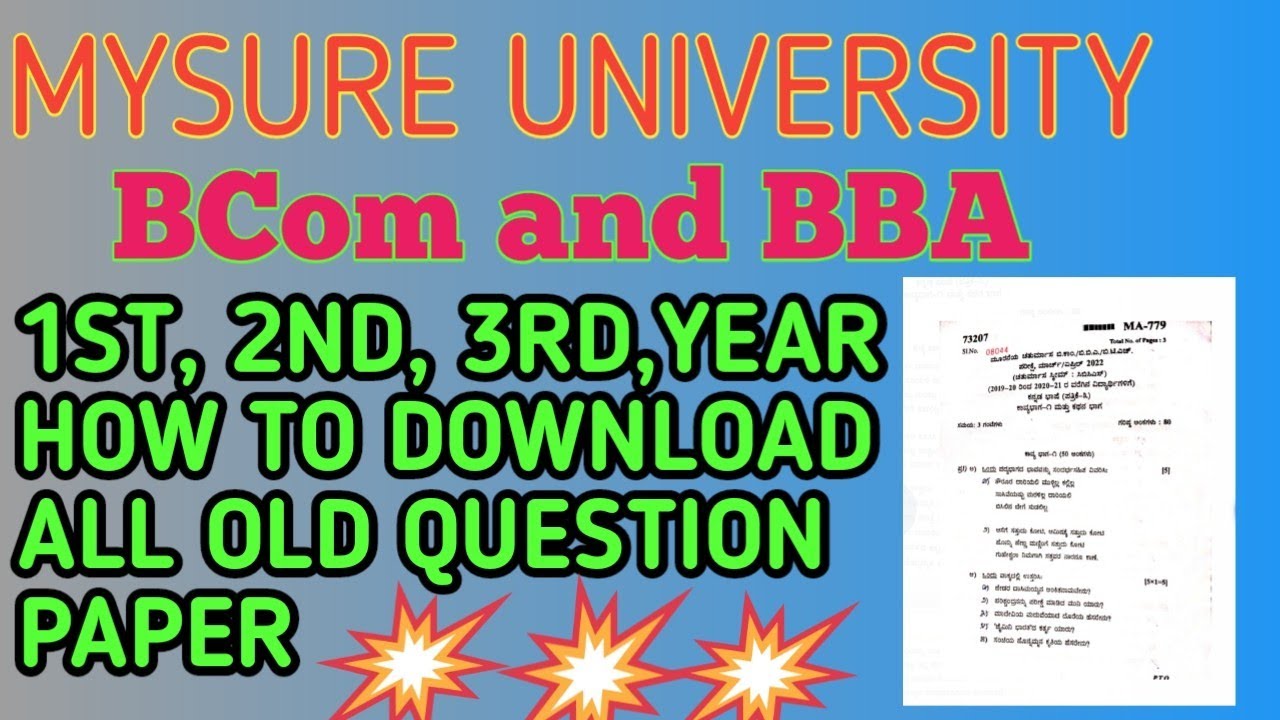 How To Download BCom And BBA Old Question Paper Mysure University# ...