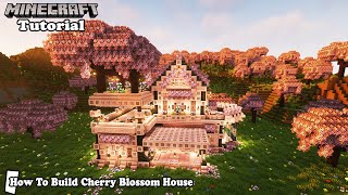 Minecraft Tutorial 1.20 - How To Build Cherry Blossom House - ( Minecraft House Tutorial )