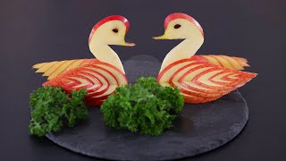 Carving Apple Swan and Tomato Swan #shorts