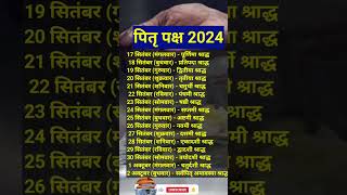 पितृ पक्ष 2024 l🙏🪻💮 Shradh Kab Se Hai 2024 | Pitru Paksh 2024 Dates |  श्राद्ध पक्ष 2024  #shorts