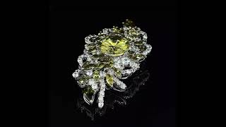 LAVINA ブリリアントペリドット CZ ブローチ/精緻橄欖綠胸針別針/Vintage Brilliant Peridot CZ Brooch