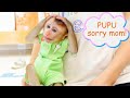 Pupu baby monkey cleans up his toys, so funny