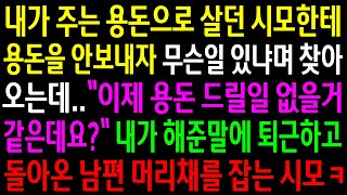 (실화사연)내가 주는 용돈으로 살던 시모한테 용돈을 안보내자 무슨일 있냐며 찾아오는데..내가 해준말에 퇴근하고 돌아온 남편 머리채를 잡는 시모ㅋ[신청사연][사이다썰][사연라디오]