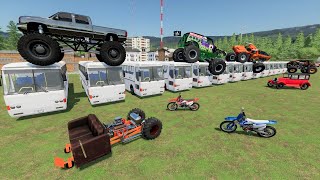 Stuntman jumps Monster Truck over lake and buses | Farming Simulator 22