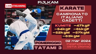 KARATE - Campionato Italiano Cadetti 2024 - Day2 pomeriggio Kumite - Tatami3