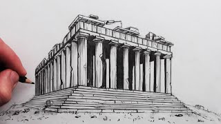 How to Draw The Parthenon Greek Temple: Old and New