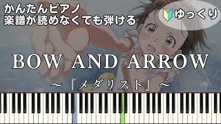 【BOW AND ARROW】～メダリスト～ OP 楽譜が読めなくても弾ける 簡単ピアノ 初心者向け 初級 ゆっくり練習用『米津玄師』\