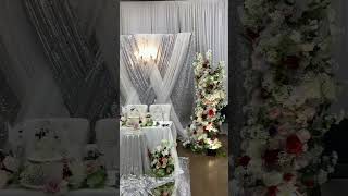 Luxury Glam 25th Silver Wedding Anniversary Decorations  Backdrop #wedding  #silver #anniversary