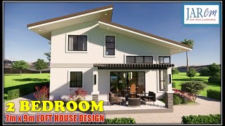 LOFT HOUSE DESIGN | 7m x 9m | 2 BEDROOM | SMALL HOUSE DESIGN