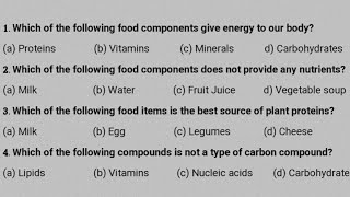 Nutrition MCQ Questions Answers | Biochemistry MCQ for NEET TGT
