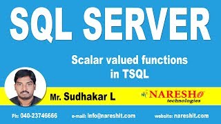 Scalar valued functions in TSQL Part-2 | SQL Server | MSSQL Training | By Mr.Sudhakar L