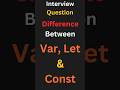 Difference Between Var, Let & Const #shorts