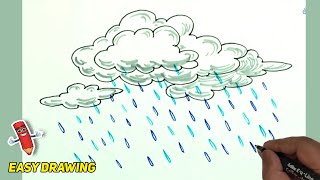 Rain Cloud Drawing | How to Draw  a Raining Cloud | Step By Step Rain Cloud Drawings | Weather